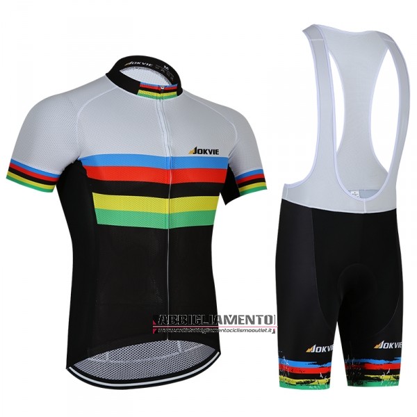 Abbigliamento UCI Mondo Campione Jokvie 2018 Manica Corta e Pantaloncino Con Bretelle Grigio - Clicca l'immagine per chiudere